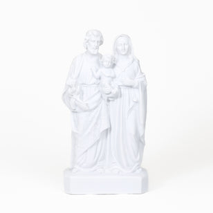 Holy Family Child Jesus, Virgin Mary and St. Joseph: Indoor-Outdoor Home and Garden Sculpture White Marble Dust and Resin Religious Devotion Christian Home Décor