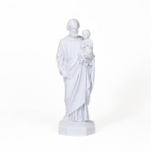 16 Inch Tall Handmade Catholic Statue of St. Joseph: Indoor-Outdoor Home and Garden Sculpture White Marble Dust and Resin Religious Devotion Christian Home Décor