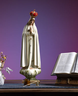 30" Our Lady of Fatima - 15% Off -  Hand-Painted Catholic Art with Glass Eyes - Premium Indoor Marian Décor
