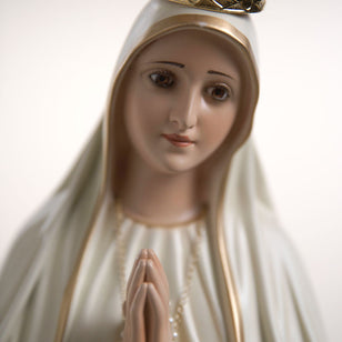 30" Our Lady of Fatima - 15% Off -  Hand-Painted Catholic Art with Glass Eyes - Premium Indoor Marian Décor