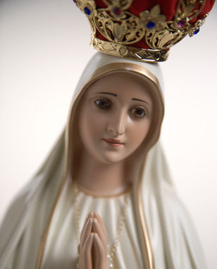 30" Our Lady of Fatima - 15% Off -  Hand-Painted Catholic Art with Glass Eyes - Premium Indoor Marian Décor