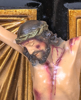 20" Ornate Catholic Crucifix - 15% off -  Hand-Painted with Radiating Golden Rays
