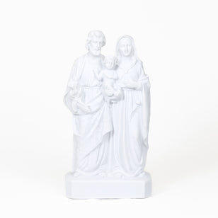 Handmade Catholic Statue of the Holy Family Child Jesus, Virgin Mary and St. Joseph: Indoor-Outdoor Home and Garden Sculpture White Marble Dust and Resin Religious Devotion Christian Home Décor