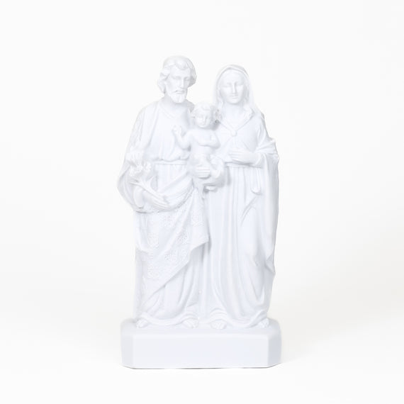 Handmade Catholic Statue of the Holy Family Child Jesus, Virgin Mary and St. Joseph: Indoor-Outdoor Home and Garden Sculpture White Marble Dust and Resin Religious Devotion Christian Home Décor