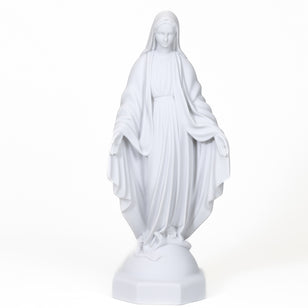 Handmade Catholic Statue of Our Lady of Divine Grace: Indoor-Outdoor Home and Garden Sculpture White Marble Dust and Resin Religious Devotion Christian Home Décor