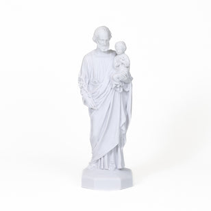 Handmade Catholic Statue of St. Joseph: Indoor-Outdoor Home and Garden Sculpture White Marble Dust and Resin Religious Devotion Christian Home Décor